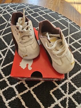 Puma Speed Cat Infant Sneakers Whisper White Brown Yellow Size 5C